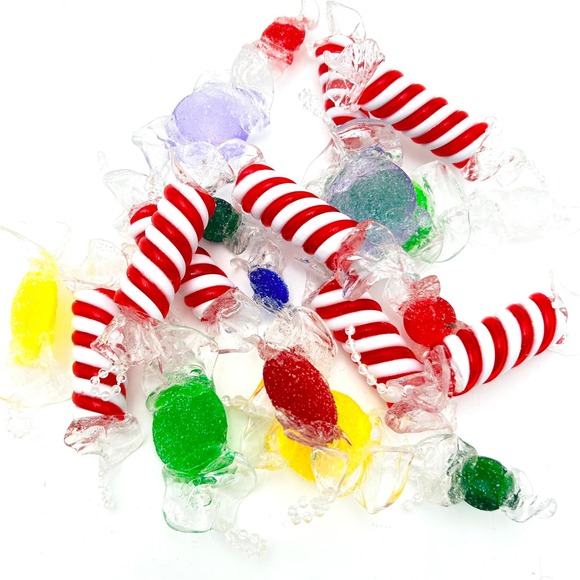 Set of 15 Resin Candy Cane Swirl & Hard Candy Garland Pieces with Loops Holiday - Picture 2 of 5